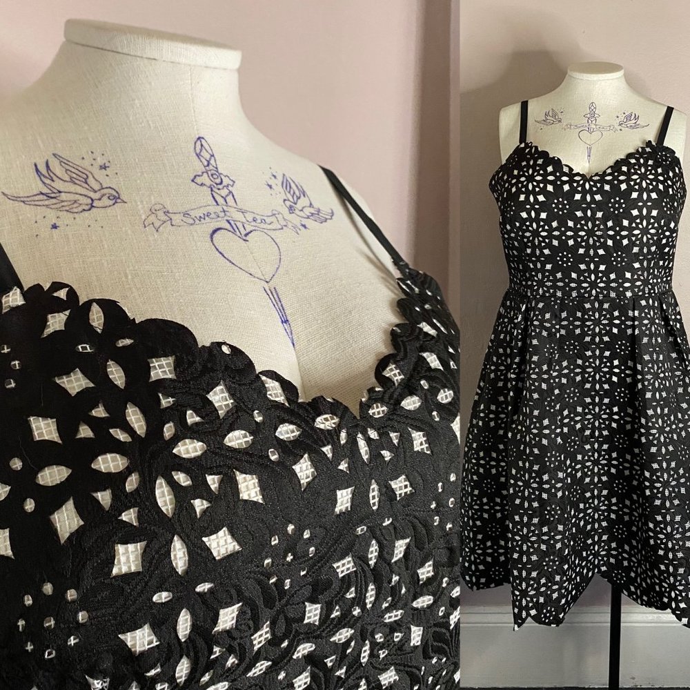 CITY CHIC black & white Sundress fit and flare 18
